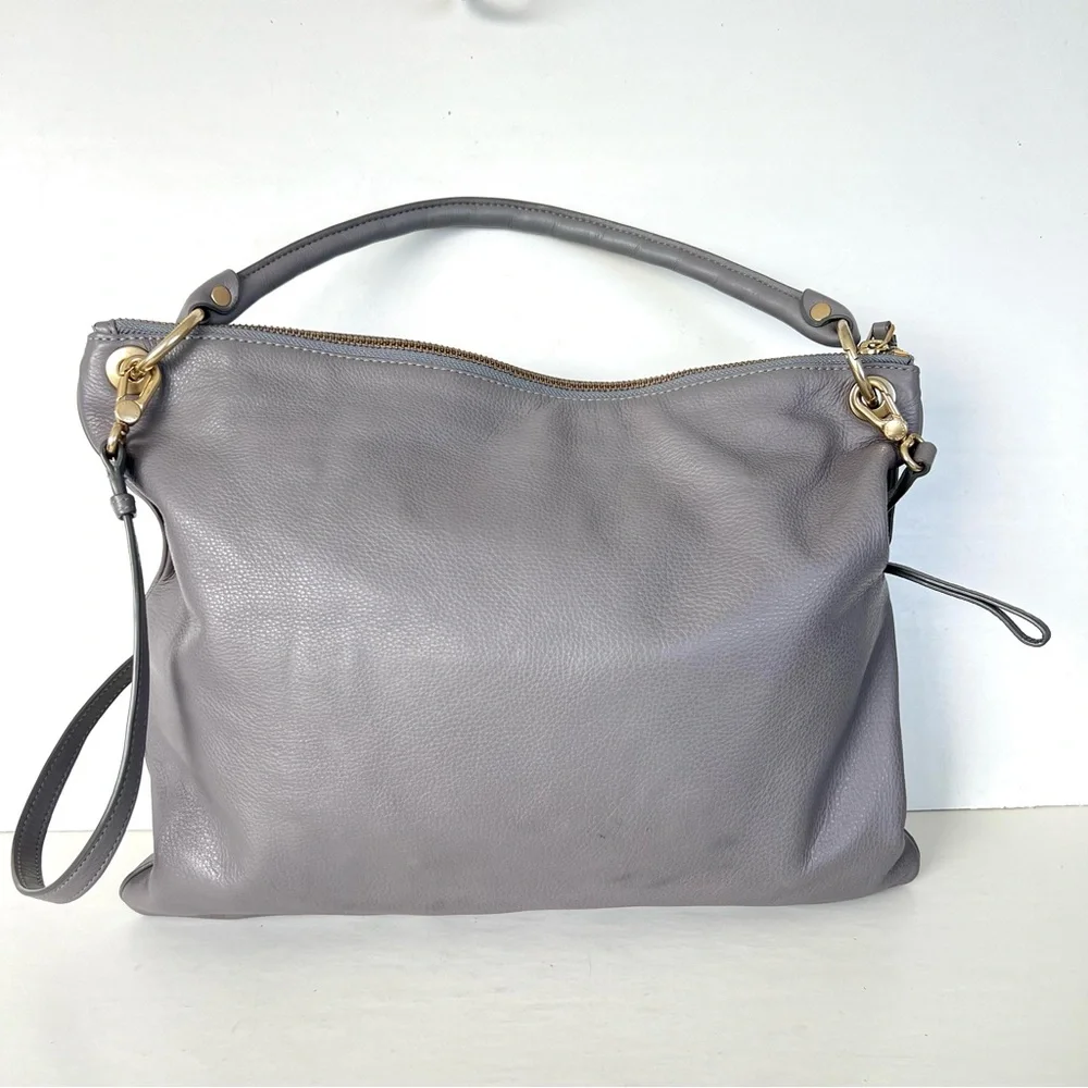 MARC by MARC JACOBS Tread Lightly Grey Leather Suede Crossbody Shoulder Hobo Bag